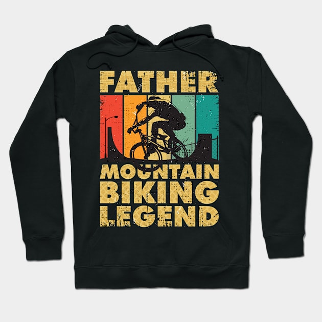 Father Mountain Biking Legend Hoodie by Meryarts